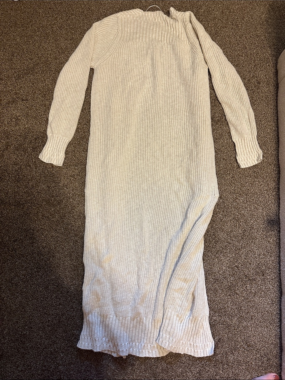 Free People Cream Longline Maxi Open-Front Ribbed Cardigan 53” inches long - Picture 3 of 3